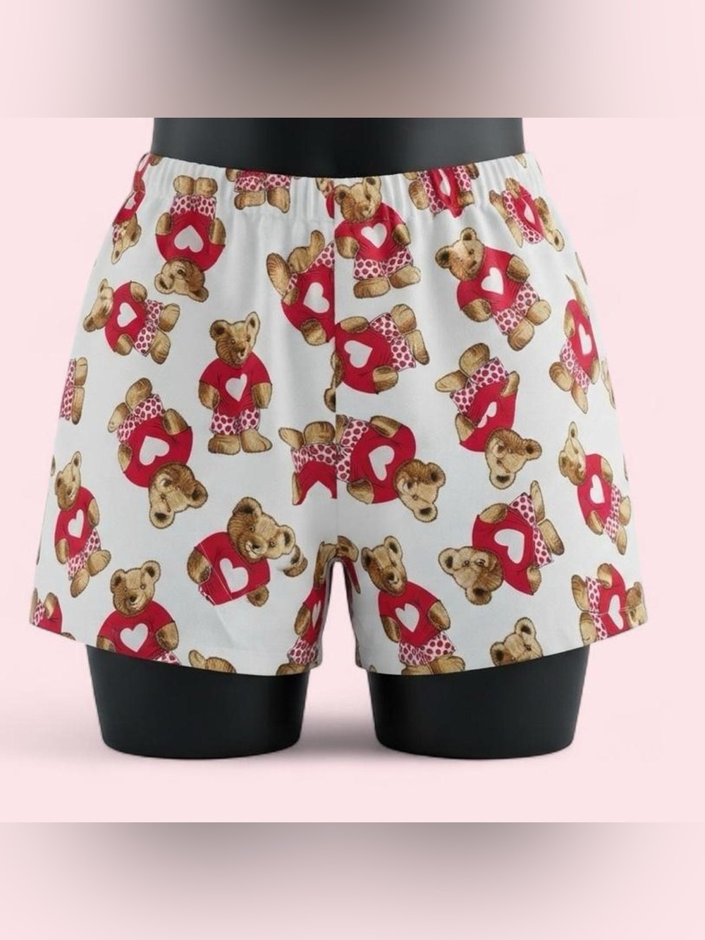 Vintage 1990s Joe boxer Cute Teddy Bear Print Coquette Shorts L 36-38